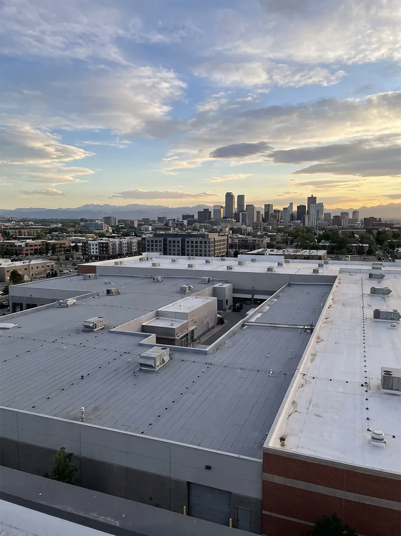 Roof types image Commercial Flat Commercial flat roofing system installed by Colco Roof in Denver, CO